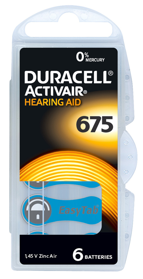 DURACELL μπαταρίες ακουστικών βαρηκοΐας Activair 675, 1.45V, 6τμχ - DURACELL 113893