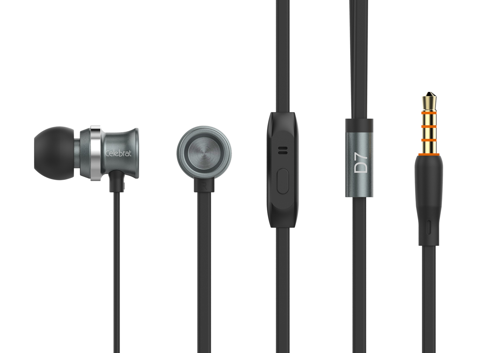 CELEBRAT earphones με μικρόφωνο D7, 3.5mm σύνδεση, Φ10mm, 1.2m, μαύρα - CELEBRAT 56752
