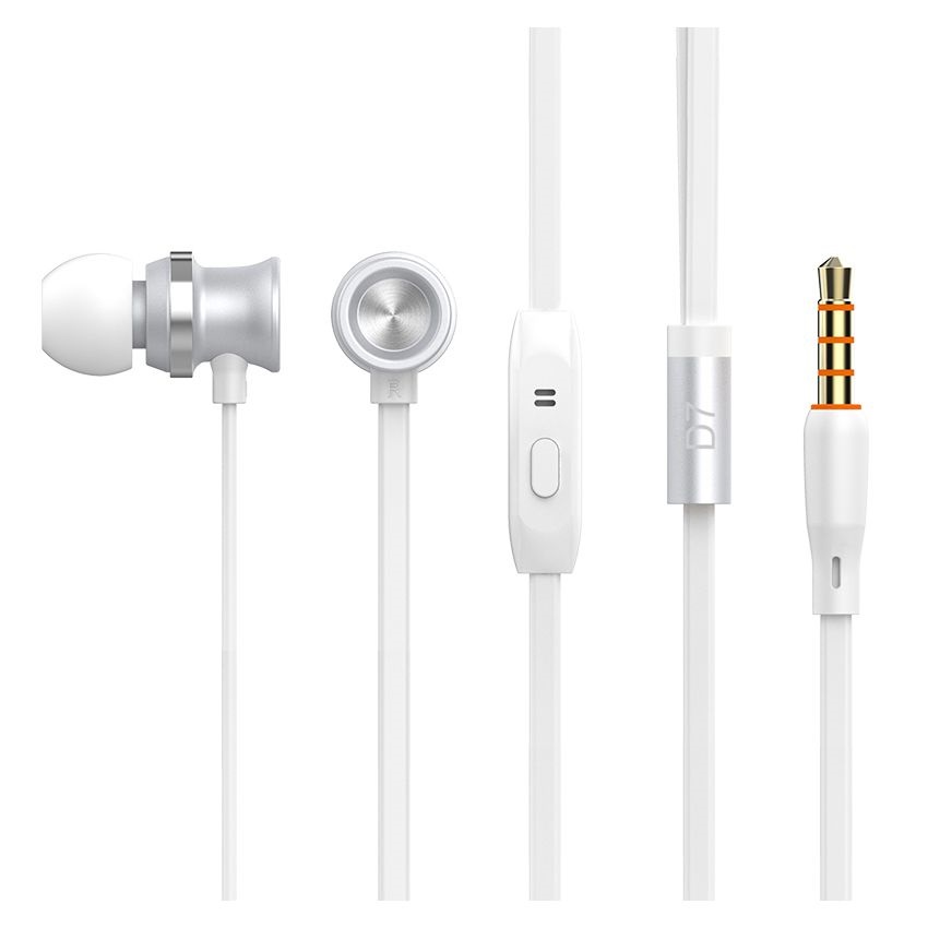 CELEBRAT earphones με μικρόφωνο D7, 3.5mm σύνδεση, Φ10mm, 1.2m, λευκό - CELEBRAT 56753