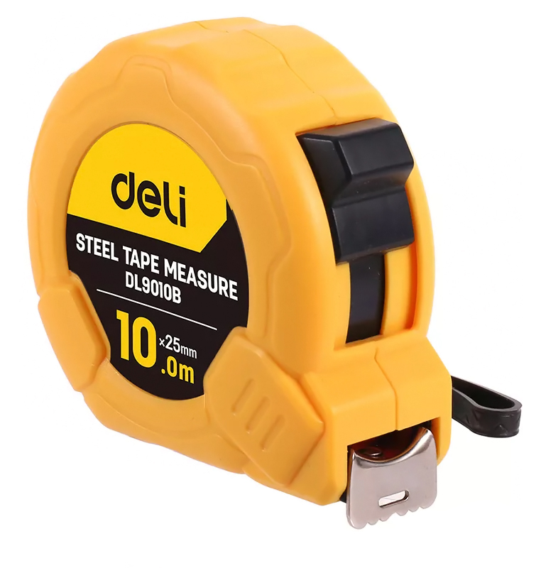 DELI μέτρο DL9010B, με κλείδωμα & clip ζώνης, 10m x 25mm - DELI 100742