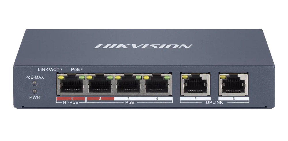 HIKVISION Managed switch DS-3E1106HP-EI, 4x PoE & 2x RJ45 ports, 100Mbps - HIKVISION 109603