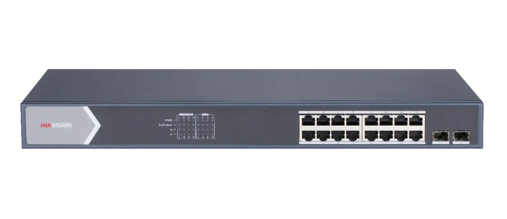 HIKVISION Managed switch DS-3E1518P-SI, 16x PoE & 2x SFP ports, 1000Mbps - HIKVISION 109605
