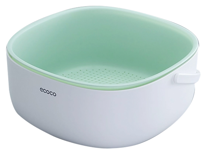 ECOCO σουρωτήρι τροφίμων E2025, 21x21x10.5cm, λευκό-πράσινο - ECOCO 86809