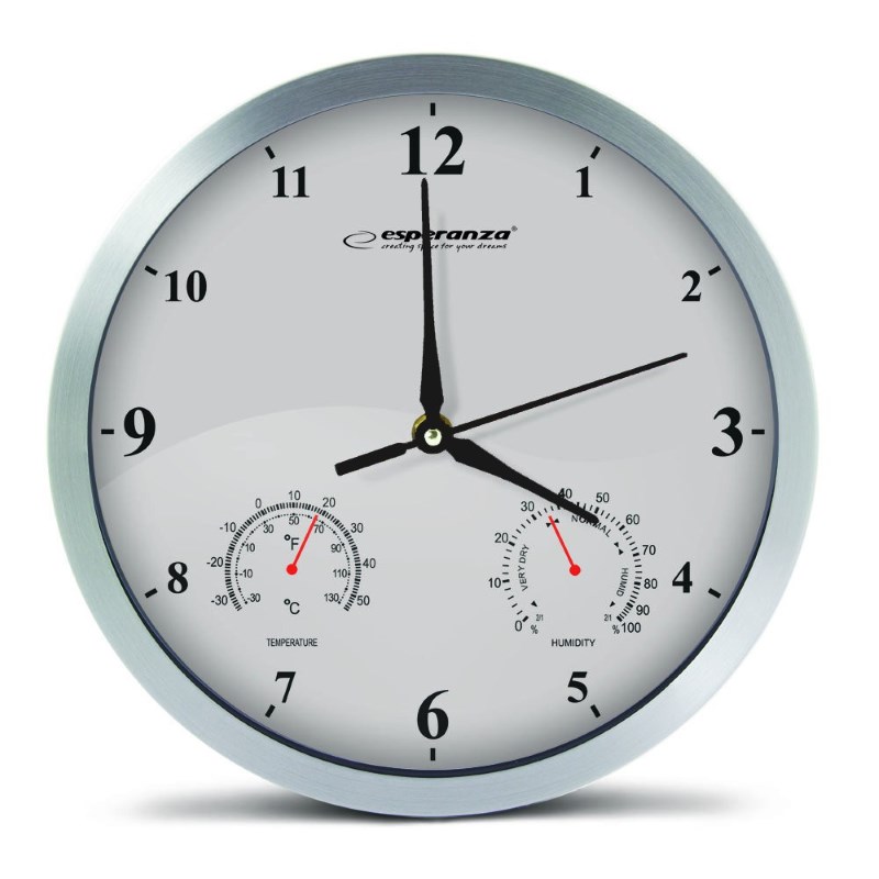 ESPERANZA ρολόι τοίχου Lyon EHC016W, 25cm, λευκό - ESPERANZA 70714