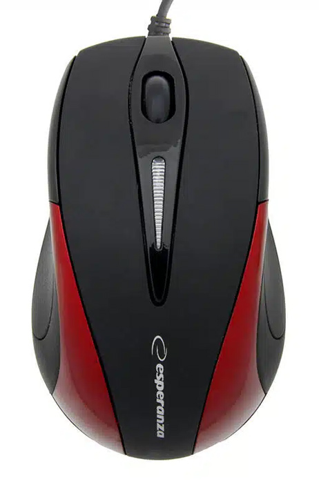 ESPERANZA ενσύρματο ποντίκι EM102R, οπτικό 1000DPI, USB, μαύρο/κόκκινο - ESPERANZA 114543