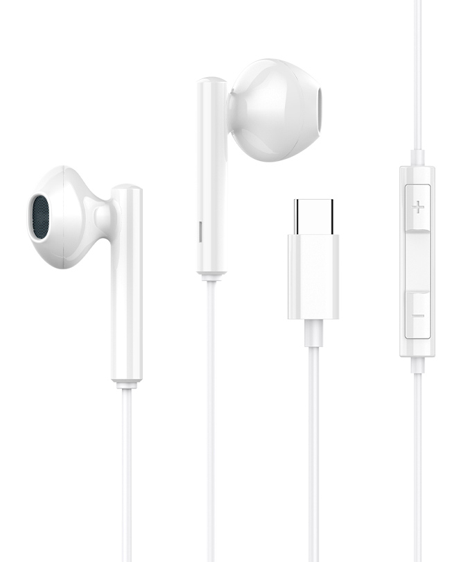 CELEBRAT earphones με μικρόφωνο G16, Type-C, 1.2m, λευκά - CELEBRAT 86419