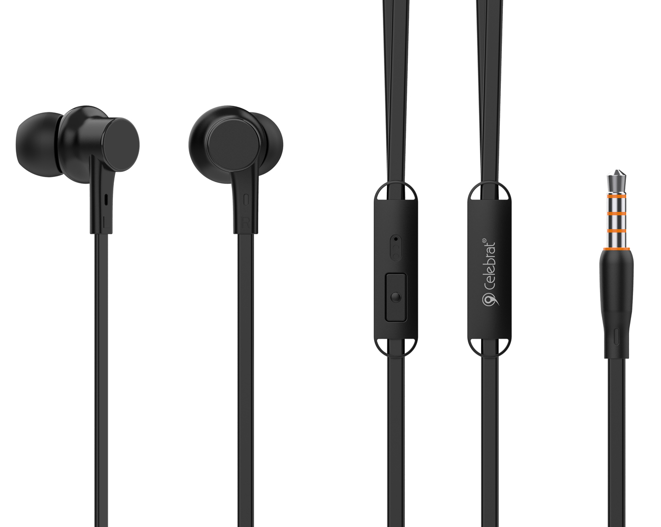 CELEBRAT earphones με μικρόφωνο G19, 3.5mm σύνδεση, Φ10mm, 1.2m, μαύρα - CELEBRAT 106735
