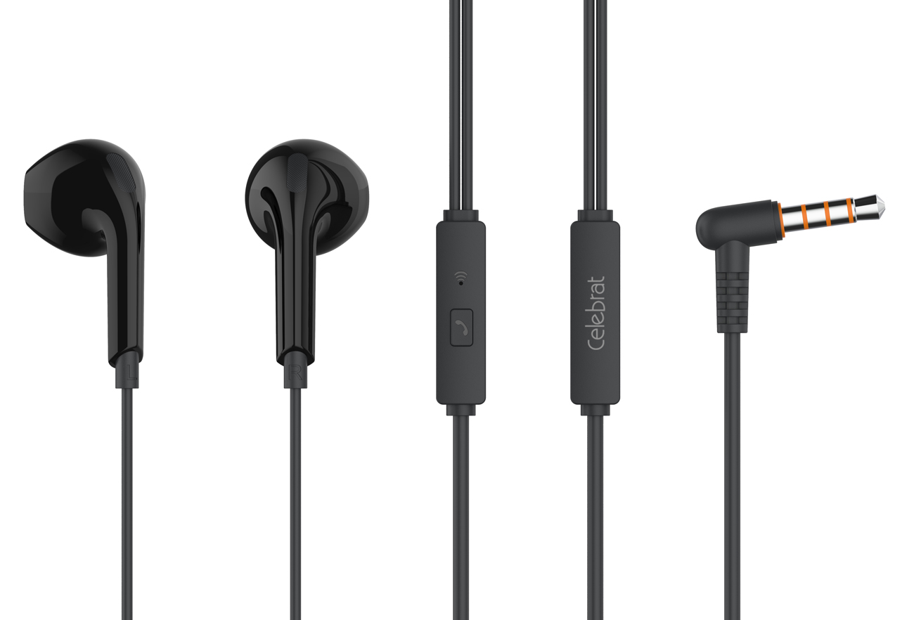 CELEBRAT earphones με μικρόφωνο G20, 3.5mm σύνδεση, Φ14mm, 1.2m, μαύρα - CELEBRAT 106733