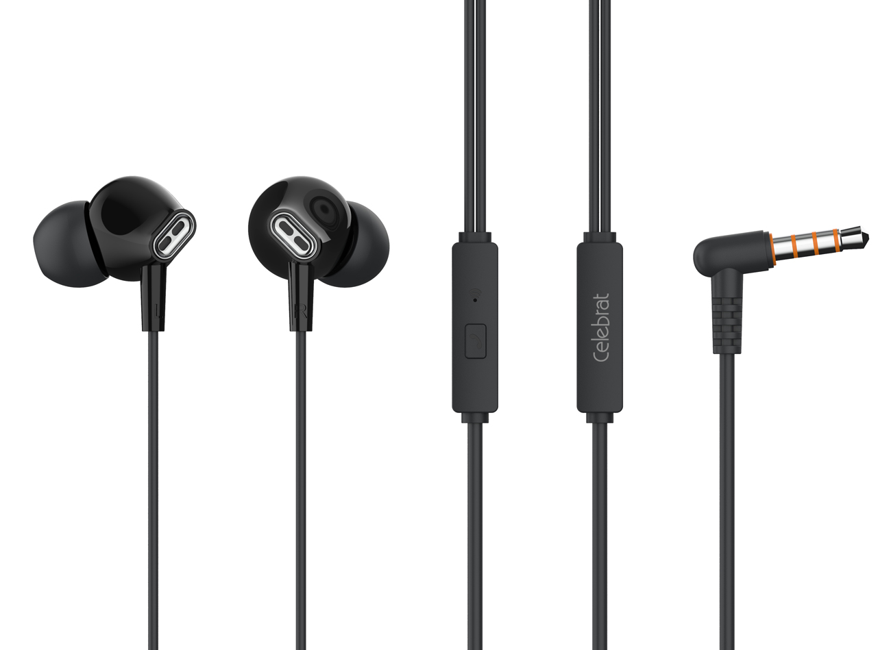 CELEBRAT earphones με μικρόφωνο G21, 3.5mm σύνδεση, Φ12mm, 1.2m, μαύρα - CELEBRAT 106731