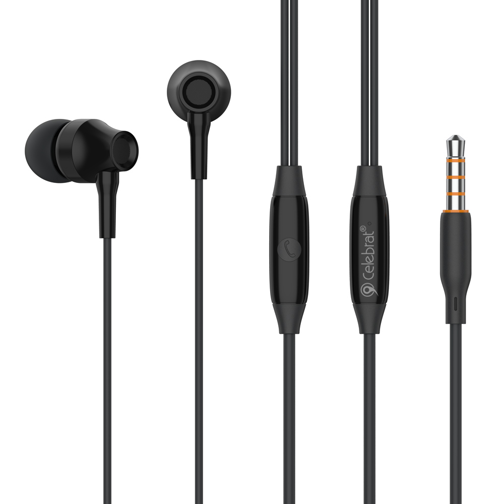 CELEBRAT earphones με μικρόφωνο G25, 3.5mm σύνδεση, Φ10mm, 1.2m, μαύρα - CELEBRAT 109974