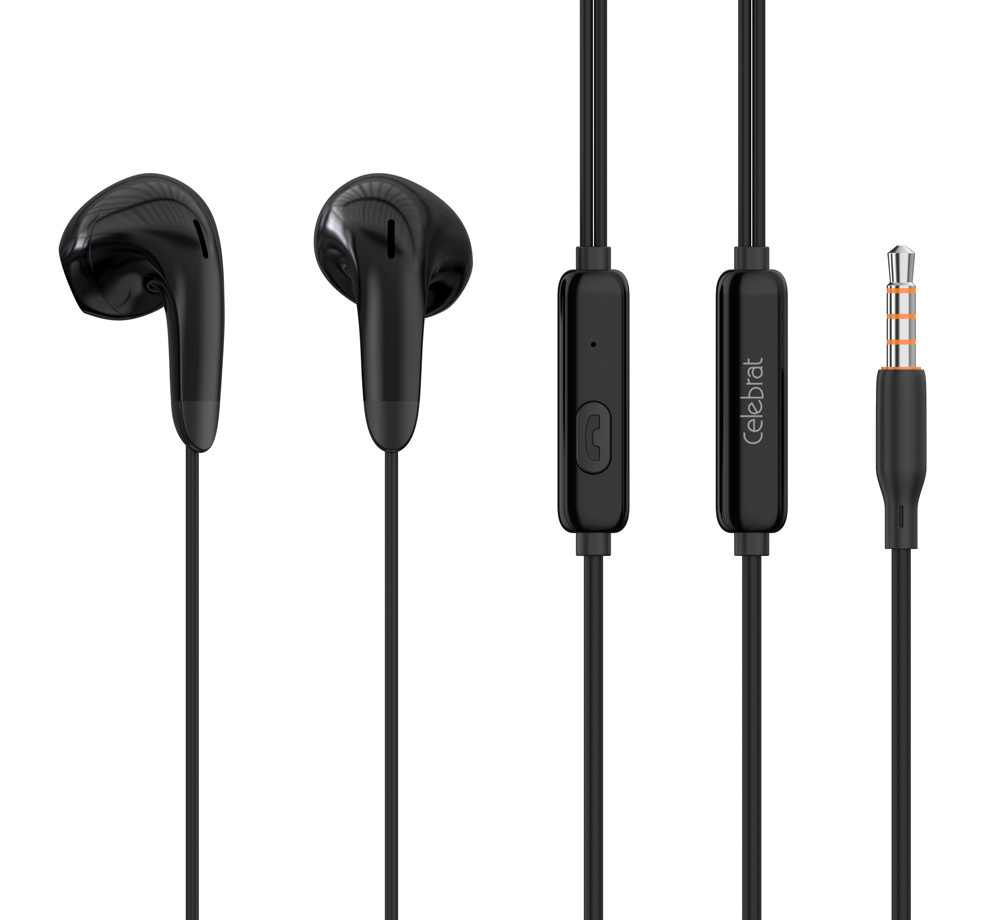 CELEBRAT earphones με μικρόφωνο G27, 3.5mm σύνδεση, Φ14mm, 1.2m, μαύρα - CELEBRAT 110686