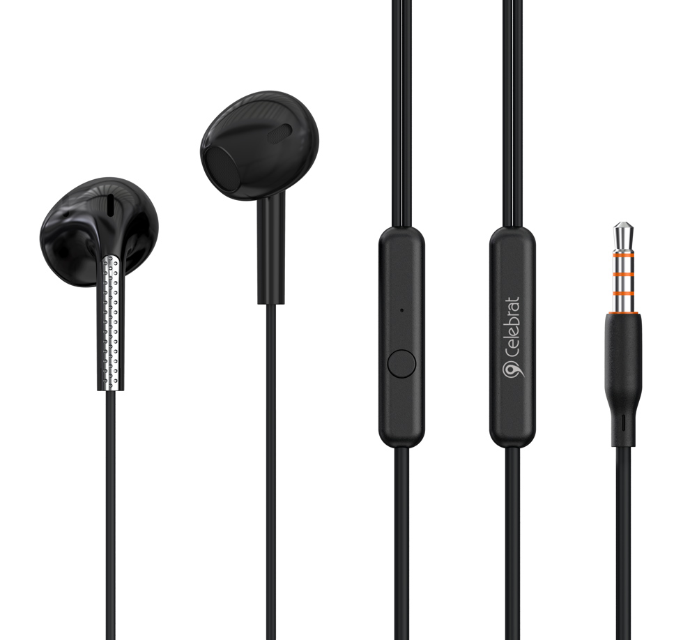 CELEBRAT earphones με μικρόφωνο G28, 3.5mm σύνδεση, Φ10mm, 1.2m, μαύρα - CELEBRAT 112598