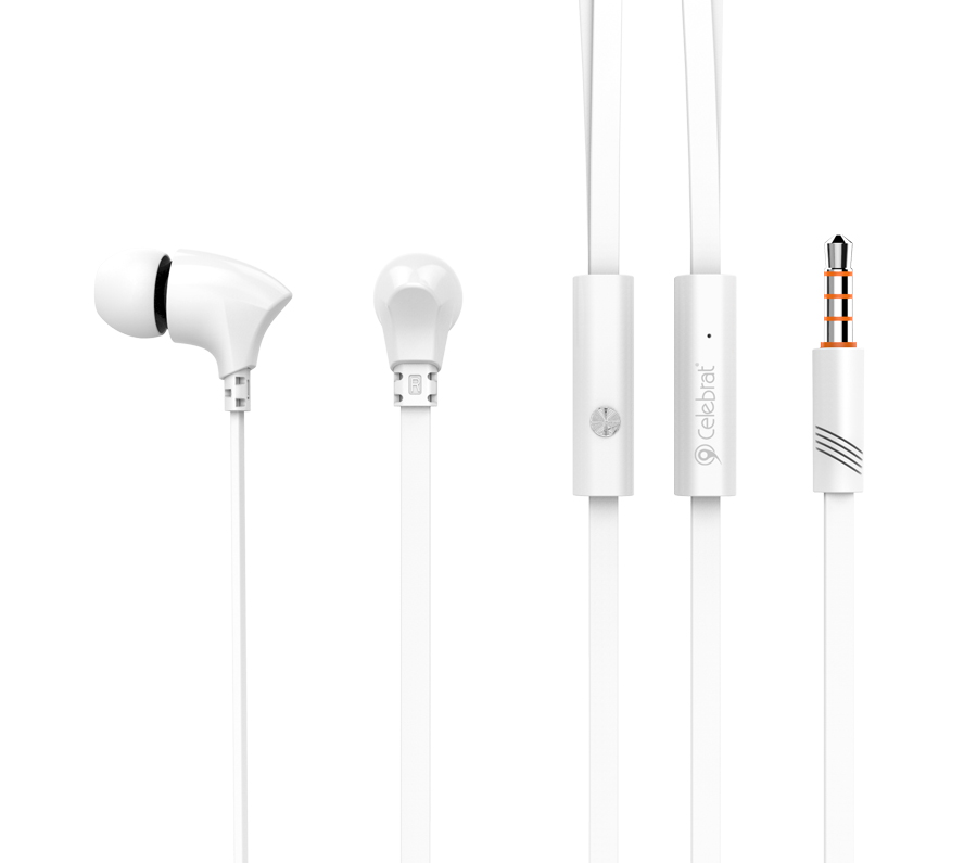 CELEBRAT earphones με μικρόφωνο G3, 3.5mm σύνδεση, Φ10mm, 1.2m, λευκά - CELEBRAT 68184