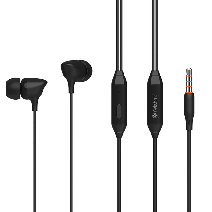 CELEBRAT earphones με μικρόφωνο G7, 3.5mm σύνδεση, Φ10mm, 1.2m, μαύρα - CELEBRAT 87256