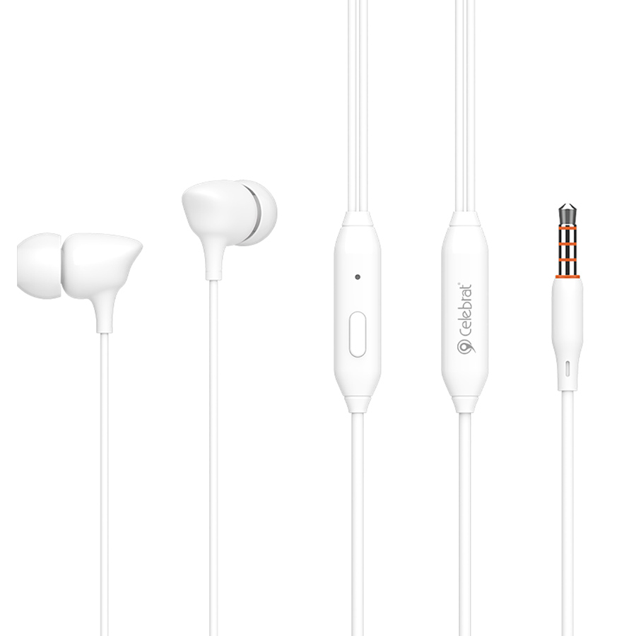 CELEBRAT earphones με μικρόφωνο G7, 3.5mm σύνδεση, Φ10mm, 1.2m, λευκά - CELEBRAT 87257