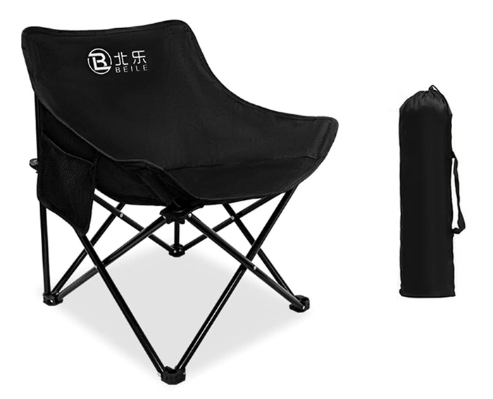 BEILE πτυσσόμενη καρέκλα HUH-0186 με τσάντα μεταφοράς, 60x50x65cm, μαύρη - BEILE 113165