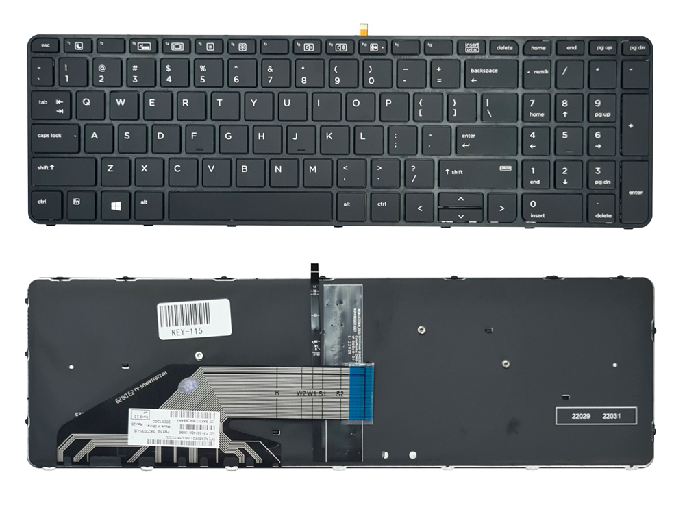 Πληκτρολόγιο για HP ProBook 650 G2 KEY-115 με backlight, μαύρο - UNBRANDED 114295