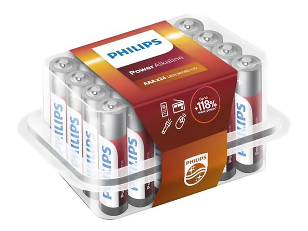 PHILIPS Power αλκαλικές μπαταρίες LR03P24P/10, AAA LR03 1.5V, 24τμχ - PHILIPS 79859