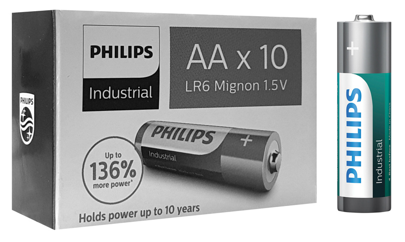 PHILIPS Industrial αλκαλικές μπαταρίες LR6I10C/10, AA LR6 1.5V, 10τμχ - PHILIPS 42010