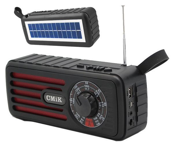 CMIK φορητό ραδιόφωνο & ηχείο MK-101-RD, ηλιακό, BT/USB/TF/AUX, μαύρο - CMIK 115765