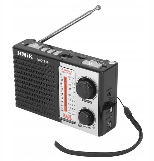 HMIK φορητό ραδιόφωνο & ηχείο MK-918 με φακό, USB/TF/AUX, μαύρο - HMIK 103461