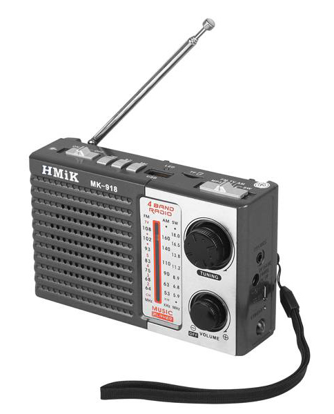 HMIK φορητό ραδιόφωνο & ηχείο MK-918 με φακό, USB/TF/AUX, γκρι - HMIK 105644