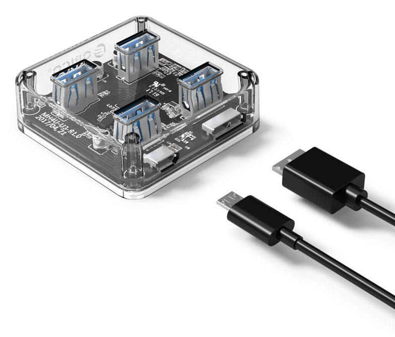 ORICO USB hub MH4U-U3, 4x θυρών, 5Gbps, διάφανο - ORICO 84139