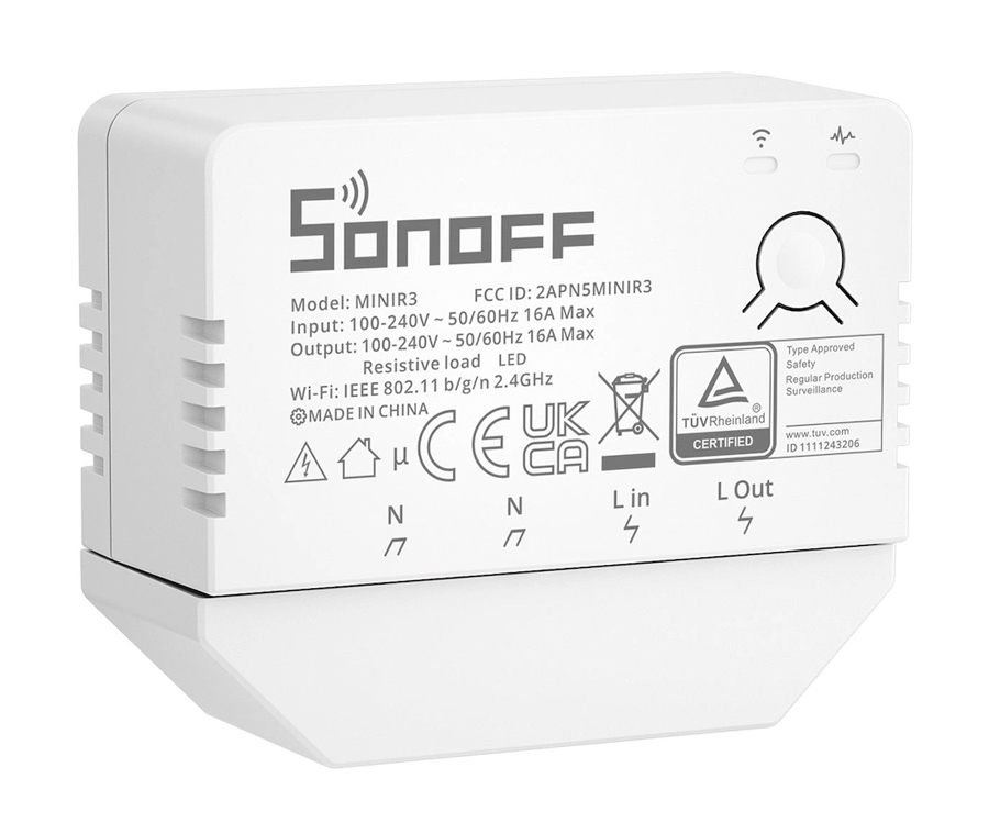 SONOFF smart διακόπτης MINIR3, 1-Gang, Wi-Fi, 16A, λευκός - SONOFF 104146