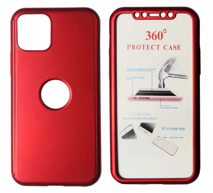 POWERTECH Θήκη Body 360° με Tempered Glass, iPhone 11 Pro Max, κόκκινη - POWERTECH 74910