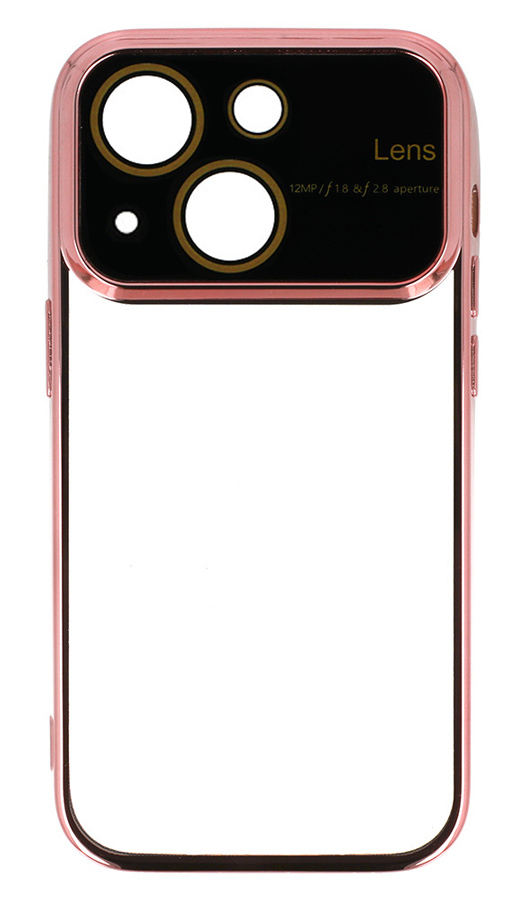 POWERTECH θήκη Electro Lens MOB-1945 για iPhone 15, διάφανη-ροζ χρυσό - POWERTECH 113135