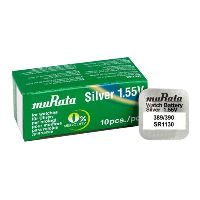 MURATA μπαταρία Silver Oxide για ρολόγια SR1130, 1.55V, No389/390, 10τμχ - MURATA 82429