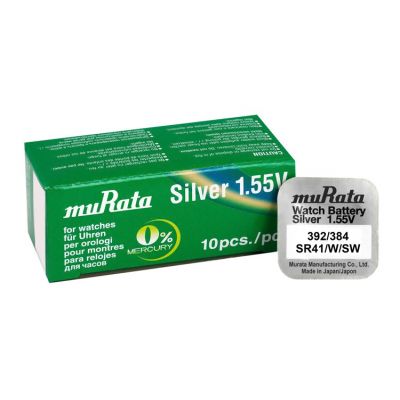 MURATA μπαταρία Silver Oxide για ρολόγια SR41, 1.55V, No 392/384, 10τμχ - MURATA 79739