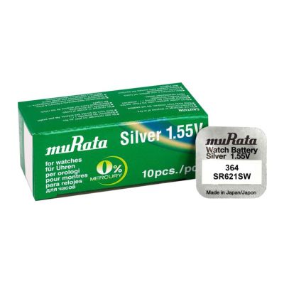 MURATA μπαταρία Silver Oxide για ρολόγια SR621SW, 1.55V, No 364, 10τμχ - MURATA 80090