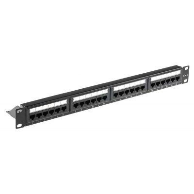 POWERTECH patch panel NETW-0027 για rack 19"/1U, 24 θυρών, CAT 6 UTP, μαύρο - POWERTECH 115447