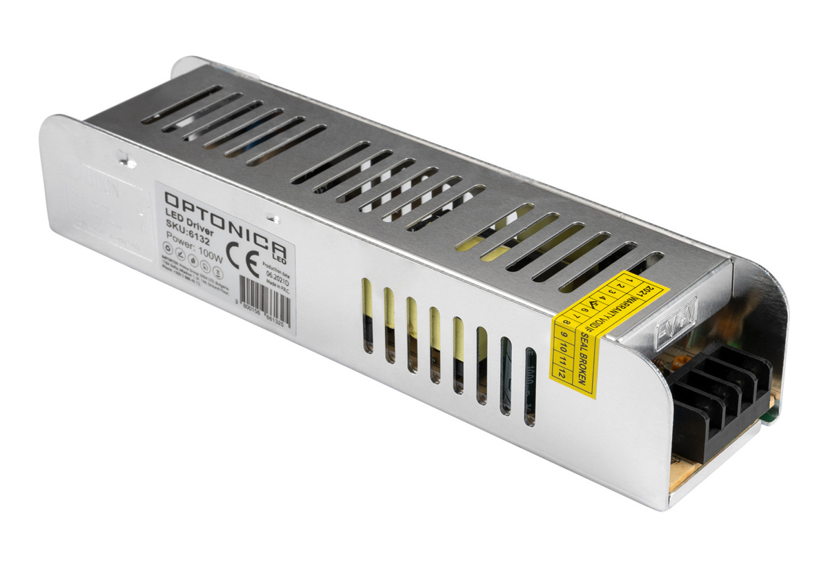 OPTONICA τροφοδοτικό LED καλωδιοταινίας 6132, 100W, 12V/8.5A - OPTONICA 118009