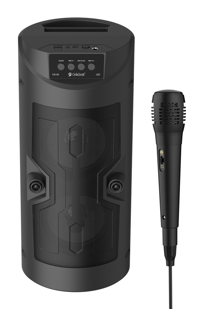 CELEBRAT φορητό ηχείο OS-09 με μικρόφωνο, 10W, 1200mAh, Bluetooth, μαύρο - CELEBRAT 111468