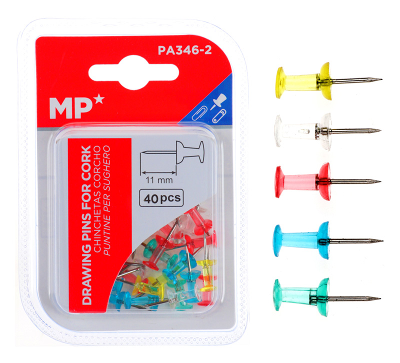 MP χρωματιστές πινέζες για πίνακα PA346-2, 11mm, 40τμχ - MP 77885