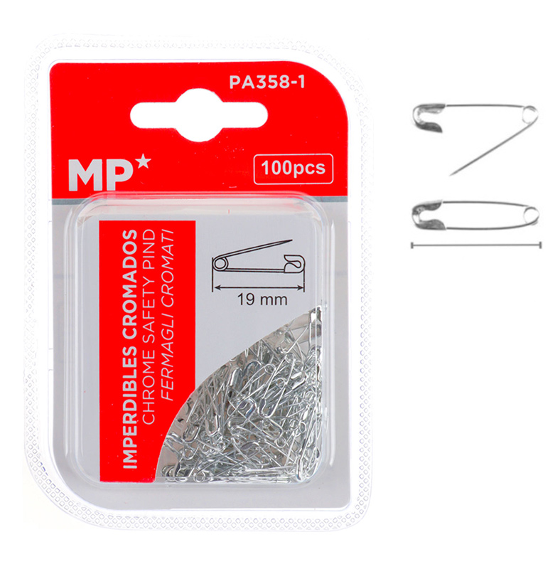 MP παραμάνες PA358-1, μεταλλικές, 19mm, ασημί, 100τμχ - MP 109224