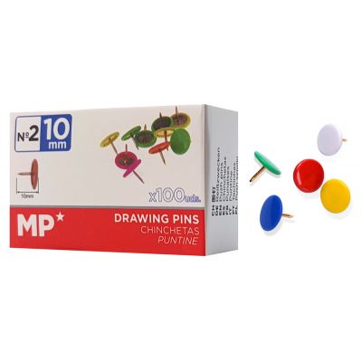 MP χρωματιστές πινέζες PA485-03, μεταλλικές, 10mm, 100τμχ - MP 89669