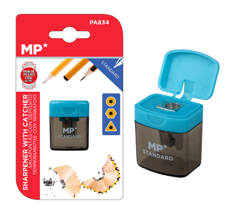 MP ξύστρα μολυβιών με κάδο PA834, γαλάζια - MP 78084