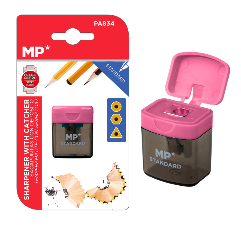 MP ξύστρα μολυβιών με κάδο PA834, ροζ - MP 77903