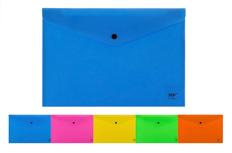 MP πλαστικός φάκελος Α4 με κούμπωμα PC005, 33x23cm, διάφορα χρώματα - MP 104493