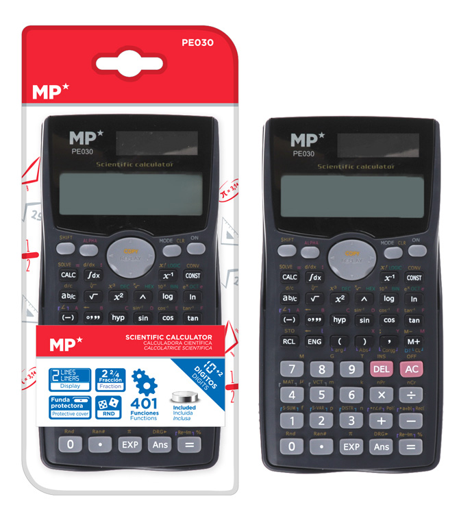 MP επιστημονική αριθμομηχανή PE030, ηλιακό & μπαταρίες, 10+2 ψηφία - MP 78366