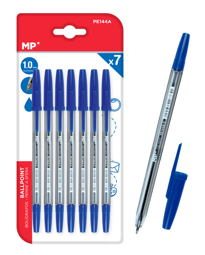 MP στυλό διαρκείας PE144A, 1mm, μπλε, 7τμχ - MP 77924