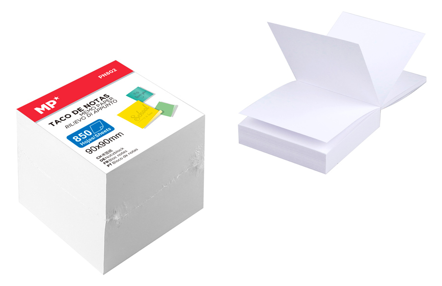 MP χαρτάκια σημειώσεων PN802, 90 x 90mm, 850τμχ, λευκά - MP 78397