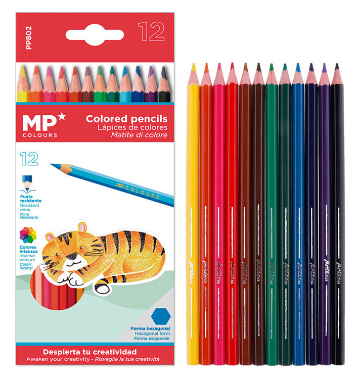 MP χρωματιστές ξυλομπογιές PP802, 12τμχ - MP 77976