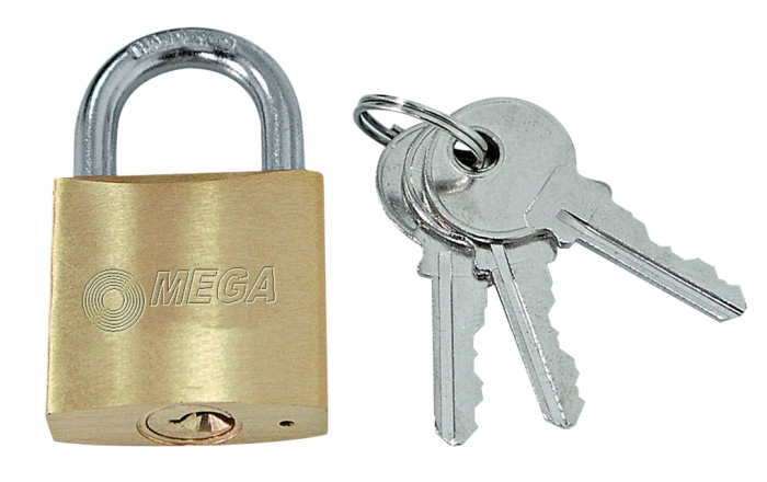 MEGA λουκέτο ασφαλείας 24250, 3x κλειδιά, μεταλλικό, 50mm - MEGA 99495