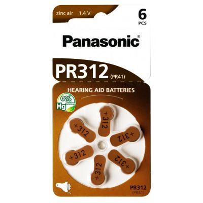 PANASONIC μπαταρίες ακουστικών βαρηκοΐας PR312, mercury free, 1.4V, 6τμχ - PANASONIC 71747