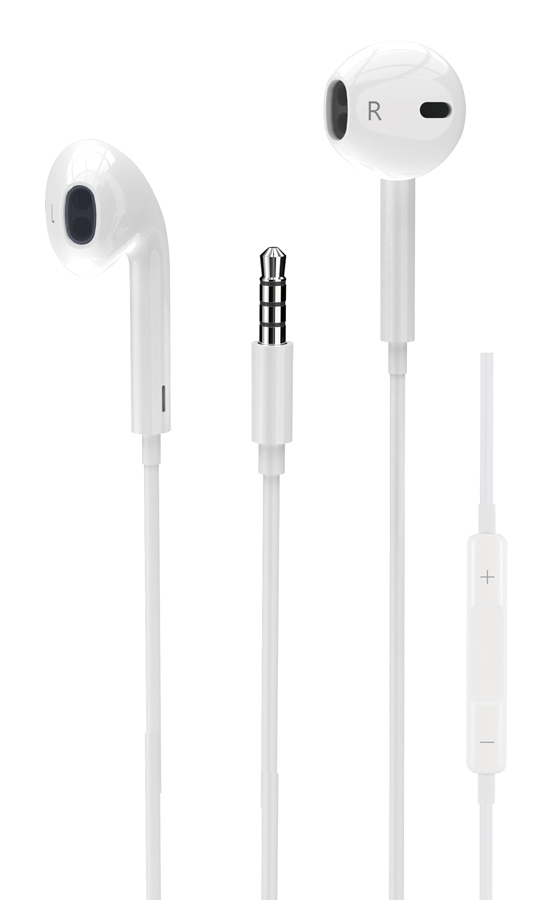 POWERTECH earphones με μικρόφωνο Classic, 3.5mm σύνδεση, 1.2m, λευκά - POWERTECH 102539