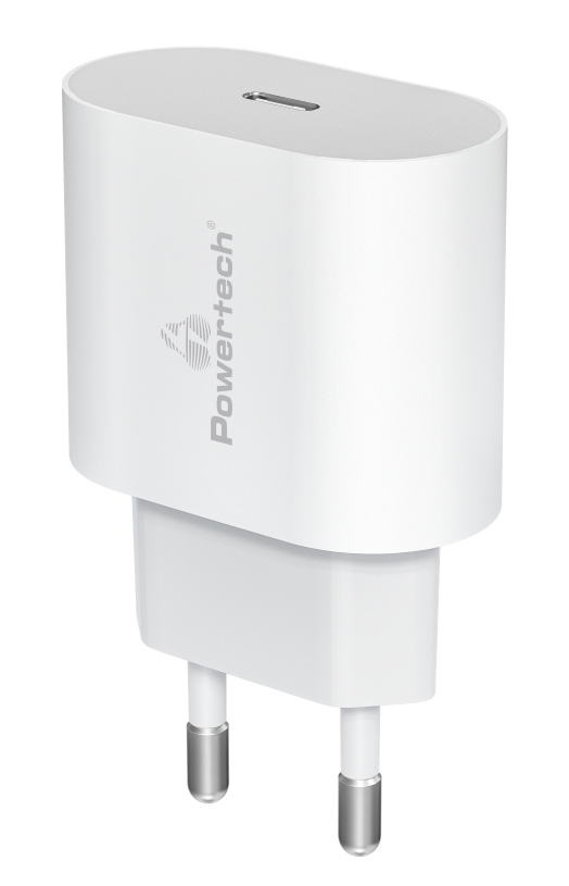 POWERTECH φορτιστής τοίχου PT-1150, USB-C, 12W, λευκός - POWERTECH 110113